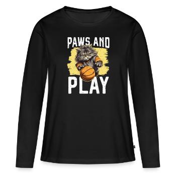 Basketball Cat Basketteur Joueur de basket-ball J’aime le basket-ball - T-shirt manches longues Premium bio Femme - noir - Devant - Julia (174cm)
