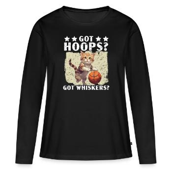 Basketball Cat Basketteur Joueur de basket-ball J’aime le basket-ball - T-shirt manches longues Premium bio Femme - noir - Devant - Julia (174cm)