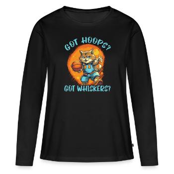 Basketball Cat Basketteur Joueur de basket-ball J’aime le basket-ball - T-shirt manches longues Premium bio Femme - noir - Devant - Julia (174cm)