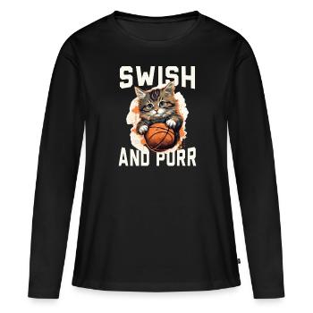 Basketball Cat Basketteur Joueur de basket-ball J’aime le basket-ball - T-shirt manches longues Premium bio Femme - noir - Devant - Julia (174cm)