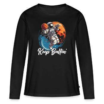 Astronaut Basketball Outerspace Basketball Player - Women's Premium Organic Long Sleeve Shirt - black - Front - Julia (174cm)