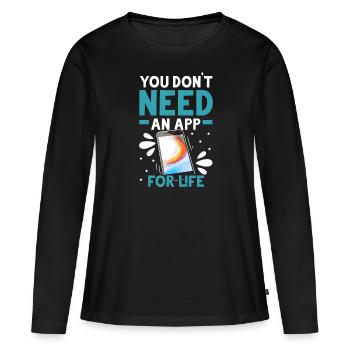Digital Detox Mobile Phone Fasting Go Offline - T-shirt manches longues Premium bio Femme - noir - Devant - Julia (174cm)