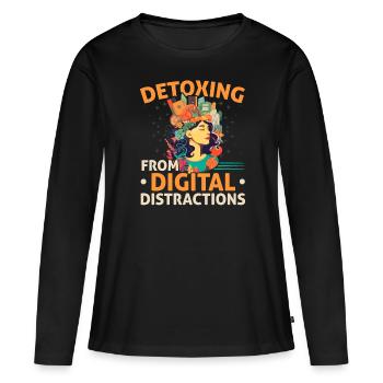 Digital Detox Mobile Phone Fasting Go Offline - T-shirt manches longues Premium bio Femme - noir - Devant - Julia (174cm)