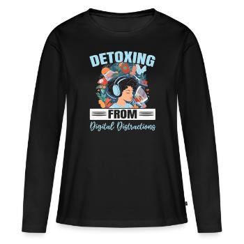 Digital Detox Mobile Phone Fasting Go Offline - T-shirt manches longues Premium bio Femme - noir - Devant - Julia (174cm)