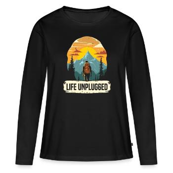Digital Detox Mobile Phone Fasting Go Offline - T-shirt manches longues Premium bio Femme - noir - Devant - Julia (174cm)