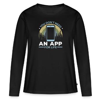 Digital Detox Mobile Phone Fasting Go Offline - T-shirt manches longues Premium bio Femme - noir - Devant - Julia (174cm)