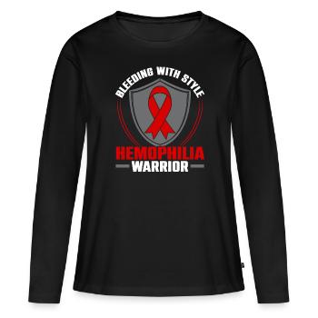 Hemophilie Warrior Disorder Sensibilisation à l’hémophilie - T-shirt manches longues Premium bio Femme - noir - Devant - Julia (174cm)