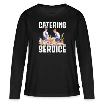 Service traiteur Traiteur Chef cuisinier Serveur - T-shirt manches longues Premium bio Femme - noir - Devant - Julia (174cm)