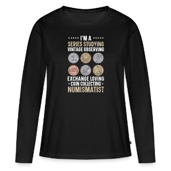 Collection de pièces numismate de collection de pièces - T-shirt manches longues Premium bio Femme - noir - Devant - Julia (174cm)