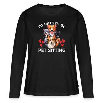 Pet Sitting Pet Lover Dog Walking Dog Sitter - Women's Premium Organic Long Sleeve Shirt - black - Front - Julia (174cm)