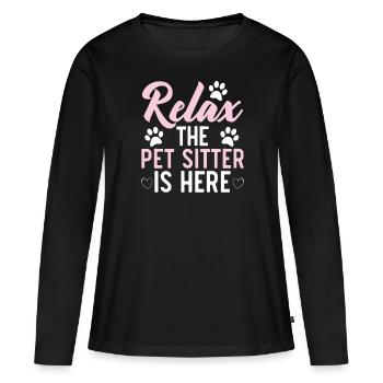 Pet Sitting Pet Lover Dog Walking Dog Sitter - Women's Premium Organic Long Sleeve Shirt - black - Front - Julia (174cm)