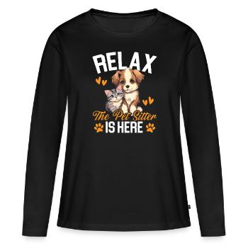 Pet Sitting Pet Lover Dog Walking Dog Sitter - Women's Premium Organic Long Sleeve Shirt - black - Front - Julia (174cm)