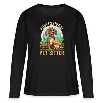 Pet Sitting Pet Lover Dog Walking Dog Sitter - Women's Premium Organic Long Sleeve Shirt - black - Front - Julia (174cm)