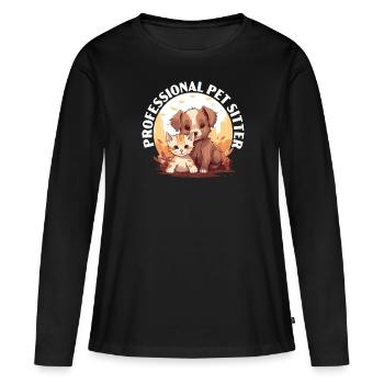 Pet Sitting Pet Lover Dog Walking Dog Sitter - Women's Premium Organic Long Sleeve Shirt - black - Front - Julia (174cm)