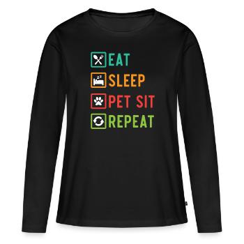 Pet Sitting Pet Lover Dog Walking Dog Sitter - Women's Premium Organic Long Sleeve Shirt - black - Front - Julia (174cm)
