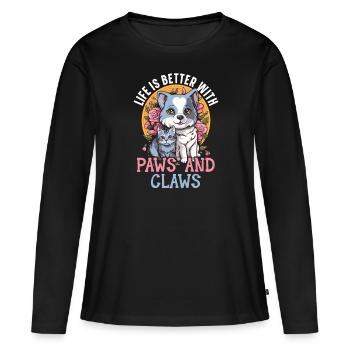 Pet Sitting Pet Lover Dog Walking Dog Sitter - Women's Premium Organic Long Sleeve Shirt - black - Front - Julia (174cm)
