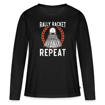Federball Badmintonspieler Smash Racket Sport - Frauen Premium Bio Langarmshirt - Schwarz - Vorne - Julia (174cm)