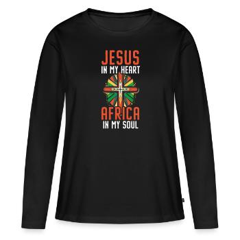 Christianisme afro-américain afro-américain Noir - T-shirt manches longues Premium bio Femme - noir - Devant - Julia (174cm)