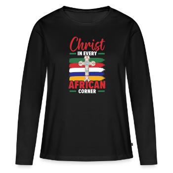 Christianisme afro-américain afro-américain Noir - T-shirt manches longues Premium bio Femme - noir - Devant - Julia (174cm)