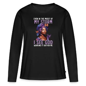 Christianisme afro-américain afro-américain Noir - T-shirt manches longues Premium bio Femme - noir - Devant - Julia (174cm)