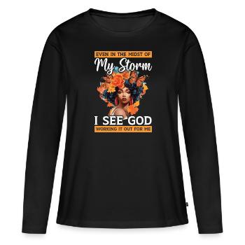 Christianisme afro-américain afro-américain Noir - T-shirt manches longues Premium bio Femme - noir - Devant - Julia (174cm)