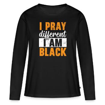 Christianisme afro-américain afro-américain Noir - T-shirt manches longues Premium bio Femme - noir - Devant - Julia (174cm)