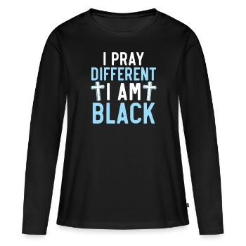 Christianisme afro-américain afro-américain Noir - T-shirt manches longues Premium bio Femme - noir - Devant - Julia (174cm)