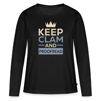 Relecture Travail d’orthographe Grammaire Relecteur - T-shirt manches longues Premium bio Femme - noir - Devant - Julia (174cm)