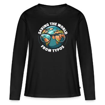 Relecture Travail d’orthographe Grammaire Relecteur - T-shirt manches longues Premium bio Femme - noir - Devant - Julia (174cm)