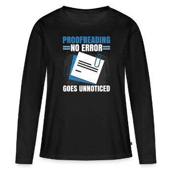 Relecture Travail d’orthographe Grammaire Relecteur - T-shirt manches longues Premium bio Femme - noir - Devant - Julia (174cm)