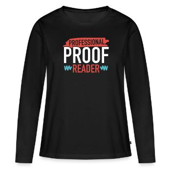 Relecture Travail d’orthographe Grammaire Relecteur - T-shirt manches longues Premium bio Femme - noir - Devant - Julia (174cm)