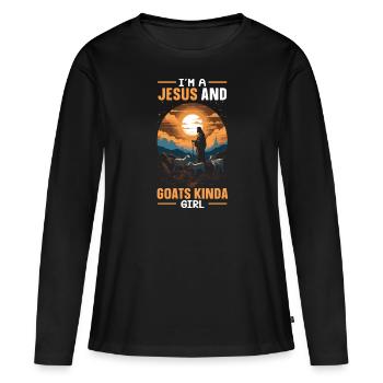 Ziegenliebhaber Kid Ranch Wolle Bauernhof Tierzucht - Frauen Premium Bio Langarmshirt - Schwarz - Vorne - Julia (174cm)