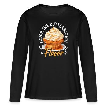 Butterscotch Sweet Caramel Food Foodie Butter - T-shirt manches longues Premium bio Femme - noir - Devant - Julia (174cm)