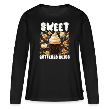 Butterscotch Sweet Caramel Food Foodie Butter - T-shirt manches longues Premium bio Femme - noir - Devant - Julia (174cm)