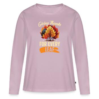 Blatt gucken Herbst Blattgucker Herbstlaub - Frauen Premium Bio Langarmshirt - Altrosa - Vorne - Julia (174cm)