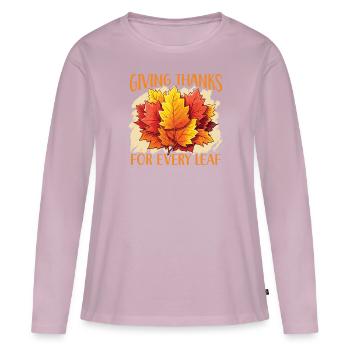 Blatt gucken Herbst Blattgucker Herbstlaub - Frauen Premium Bio Langarmshirt - Altrosa - Vorne - Julia (174cm)