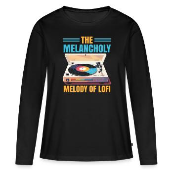 Lofi Mélomane Basse Fidélité Esthétique Japonaise - T-shirt manches longues Premium bio Femme - noir - Devant - Julia (174cm)