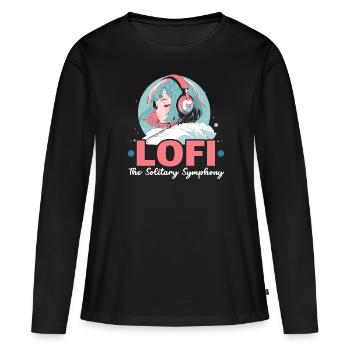 Lofi Mélomane Basse Fidélité Esthétique Japonaise - T-shirt manches longues Premium bio Femme - noir - Devant - Julia (174cm)