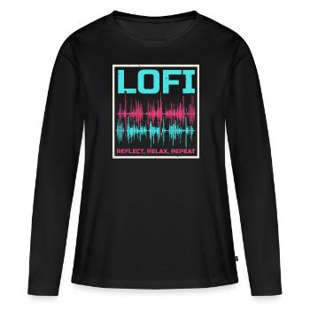 Lofi Mélomane Basse Fidélité Esthétique Japonaise - T-shirt manches longues Premium bio Femme - noir - Devant - Julia (174cm)