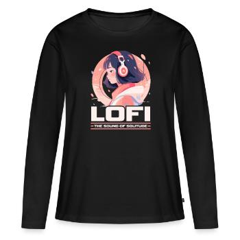 Lofi Mélomane Basse Fidélité Esthétique Japonaise - T-shirt manches longues Premium bio Femme - noir - Devant - Julia (174cm)