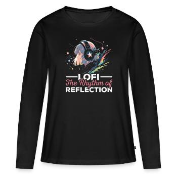 Lofi Mélomane Basse Fidélité Esthétique Japonaise - T-shirt manches longues Premium bio Femme - noir - Devant - Julia (174cm)