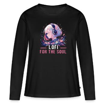 Lofi Mélomane Basse Fidélité Esthétique Japonaise - T-shirt manches longues Premium bio Femme - noir - Devant - Julia (174cm)