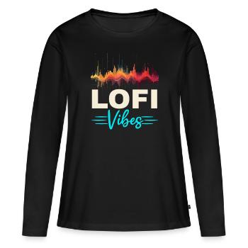 Lofi Mélomane Basse Fidélité Esthétique Japonaise - T-shirt manches longues Premium bio Femme - noir - Devant - Julia (174cm)