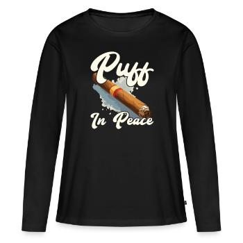 Cigare Fumer Tabac Fumée Cigarette Fumeur Cigare - T-shirt manches longues Premium bio Femme - noir - Devant - Julia (174cm)