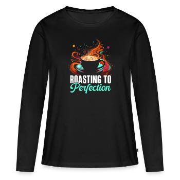 Kaffee Rösten Kaffeebohnen Röster Koffein Liebhaber - Frauen Premium Bio Langarmshirt - Schwarz - Vorne - Julia (174cm)