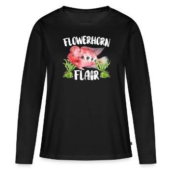 Flowerhorn Fish Lover Poisson d’eau douce d’aquarium - T-shirt manches longues Premium bio Femme - noir - Devant - Julia (174cm)