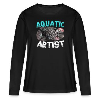 Flowerhorn Fish Lover Poisson d’eau douce d’aquarium - T-shirt manches longues Premium bio Femme - noir - Devant - Julia (174cm)