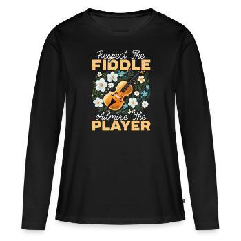 Fiddle Player Violinist Instrument Musician - Women's Premium Organic Long Sleeve Shirt - black - Front - Julia (174cm)