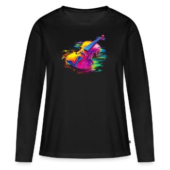 Fiddle Player Violinist Instrument Musician - Women's Premium Organic Long Sleeve Shirt - black - Front - Julia (174cm)