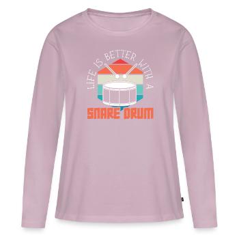 Snare Drum Musical Instrument Musician Drummer - Women's Premium Organic Long Sleeve Shirt - dusky pink - Front - Julia (174cm)
